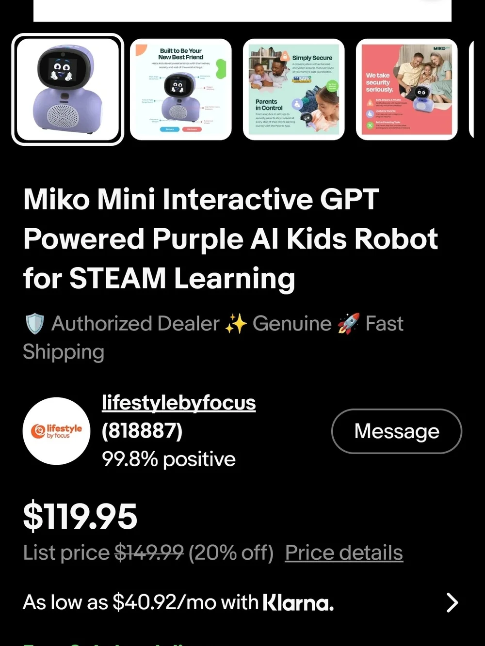 Miko Mini+ AI Powered Kid-Safe Robot